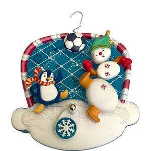 Halllmark Christmas Tree Ornament 2008 Snowman Soccer Spin-a-Majigs Kickin' It